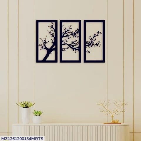 Modern Tree Wall Art Set Black Laser Cut 3Pcs