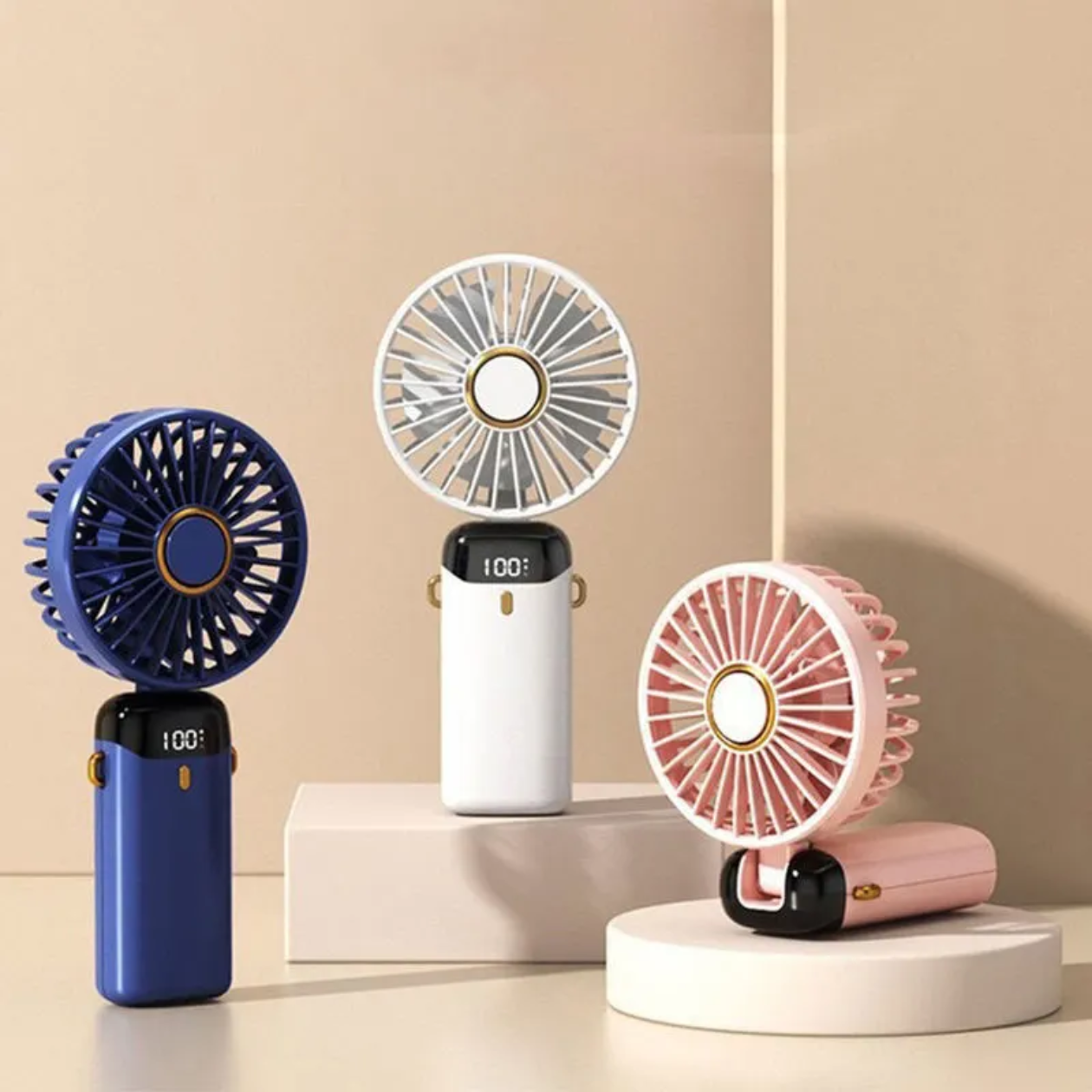 Rechargeable Hand Fan with LED Display | 5 Speed Modes Portable Mini Handy Fan for Kids & School Use