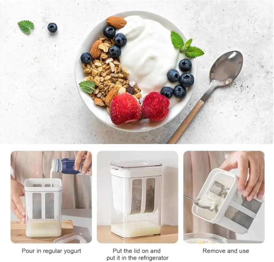 Multi-Purpose 1100ML Greek Yogurt Maker | Hung Curd Strainer Box with Fine Mesh Filter | Yogurt Cheese Maker | Premium Food Grade Container | BPA Free Yogurt Filter Loved by 5+